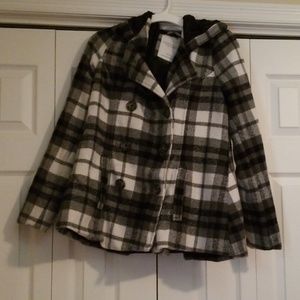 Black and white pea coat